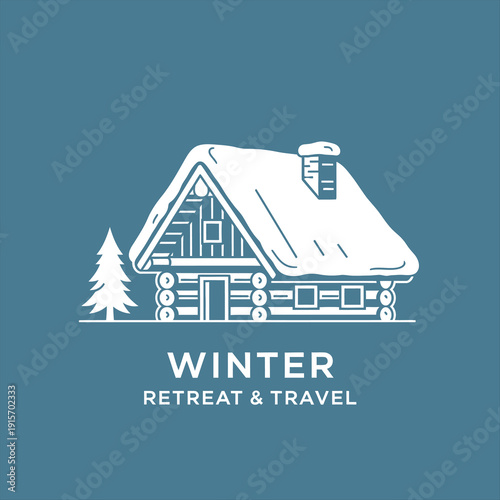 Cozy winter cabin retreat surrounded by snow and trees