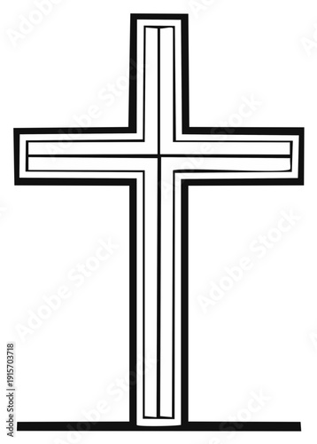 Christian Cross Symbol Religious Iconography Abstract Line Art