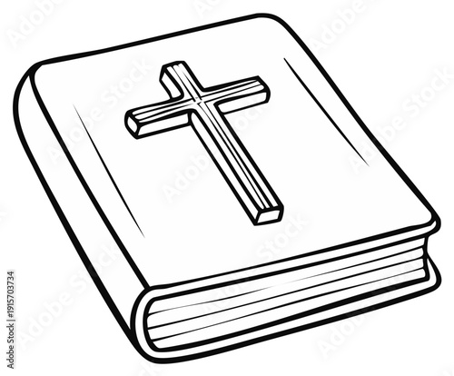 Illustration of a closed book with a cross on its cover