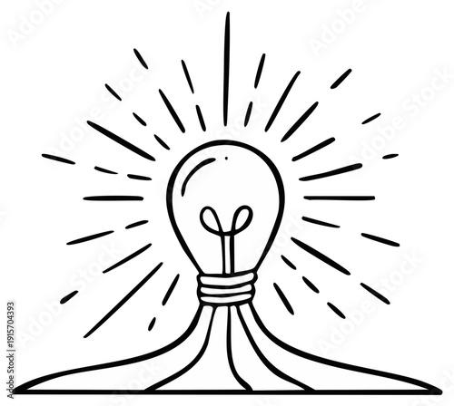 Illustration of a lightbulb radiating light symbolizing a new idea or inspiration