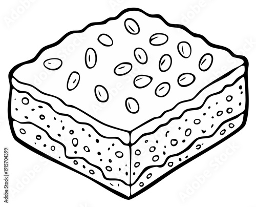Baklava sweet dessert square drawing