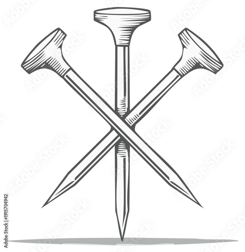 Three Metal Nails Crossed in a Religious Symbolistic Arrangement