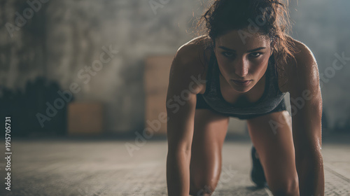 una mujer haciendo ejercicio para estar saludable y con fuerza y resistencia determinacion y equilibrio en el gimansio