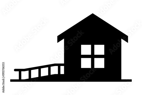 スロープのある家のシルエット