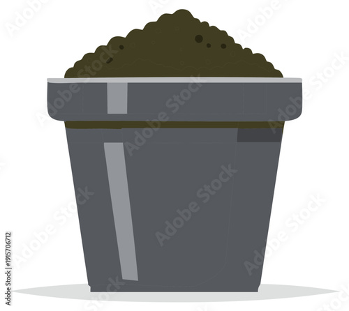 Illustration of a Pot Filled with Soil Ready for Planting Gardening Concept