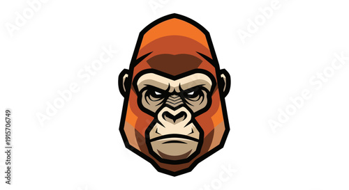 Gorilla head illustration on white background