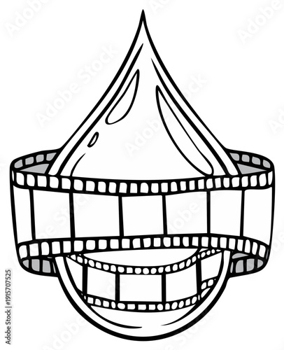 Creative Film Strip Design Icon for Cinema Entertainment Production Content and Filmography Elements