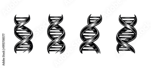 Dna helix icons set. genetic science flat vector symbols collection for medical design