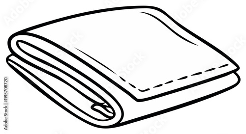 Folded white fabric with stitched edge illustration isolated on white background