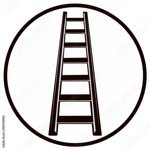 Ladder simple graphic icon isolated in circle, career growth symbol on a white background