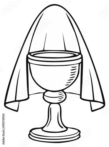 Sacred Chalice Covered by a Veil, Religious Symbol for Baptism, Communion, and Faith