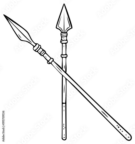 Crossed Spears Graphic Illustration of Two Weapons