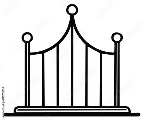 Ornate Black and White Archway Entrance Gate with Decorative Finials and Pillars