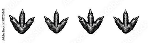 Bird tracks flat vector icons set. avian footprint symbols. wildlife and nature illustration