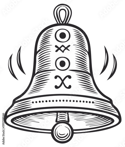Engraved Bell Illustration Symbolizing Alarm or Ceremony