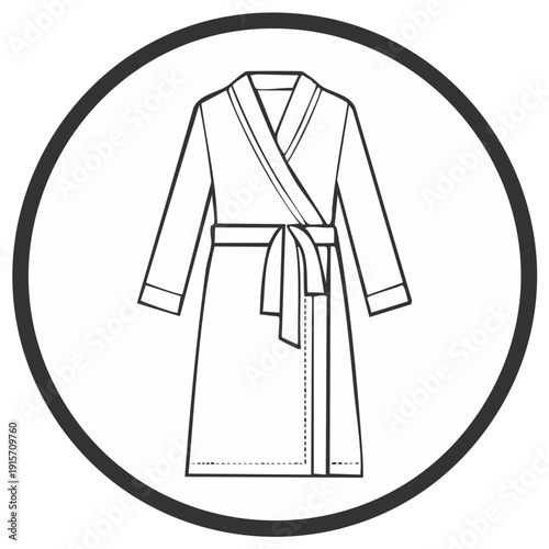 Robe Outline Icon with Belted Waistline Inside a Circle Simple Vector Style