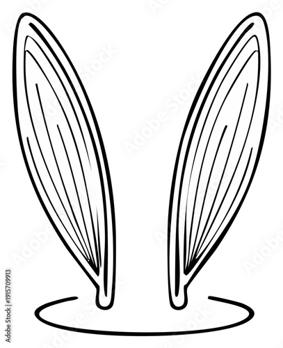 Simple illustration of long bunny ears peaking out from a hole