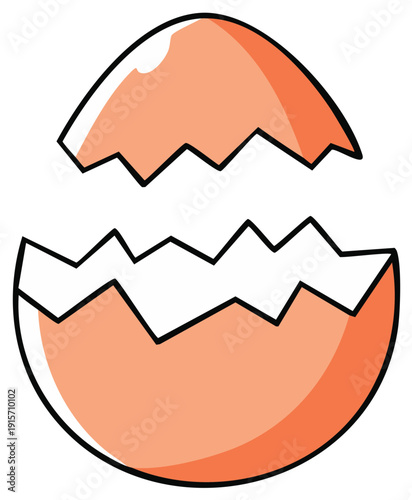 Cracked Orange Egg Shell Opening Symbolizing New Beginnings and Birth