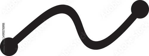 A simple, elegant, and minimalist black wavy line with dots at each end, creating a modern and abstract visual element on a transparent background