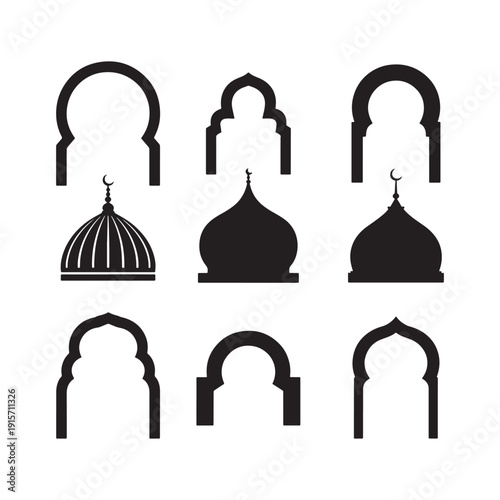 Ramadan kareem mosque arches black silhuoette vetor 