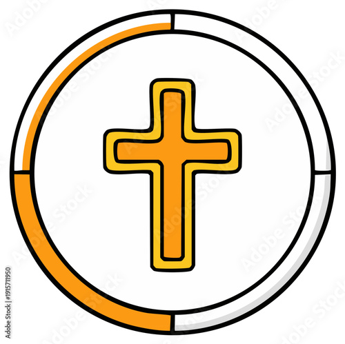 Orange Christian Cross Symbol within a Circular Progress or Loading Indicator Icon
