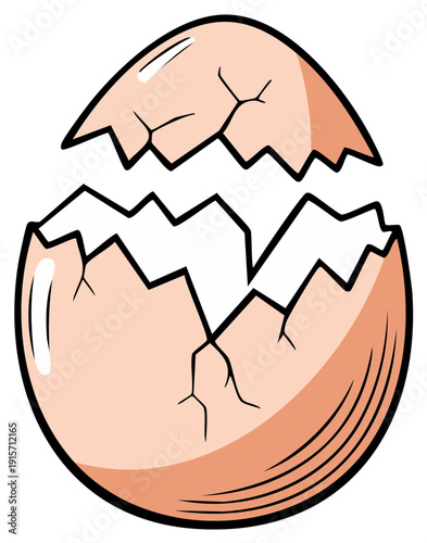Cracked Egg Shell Icon Graphic Symbol Cartoon Vector Illustration Clip Art Element Agriculture Farm