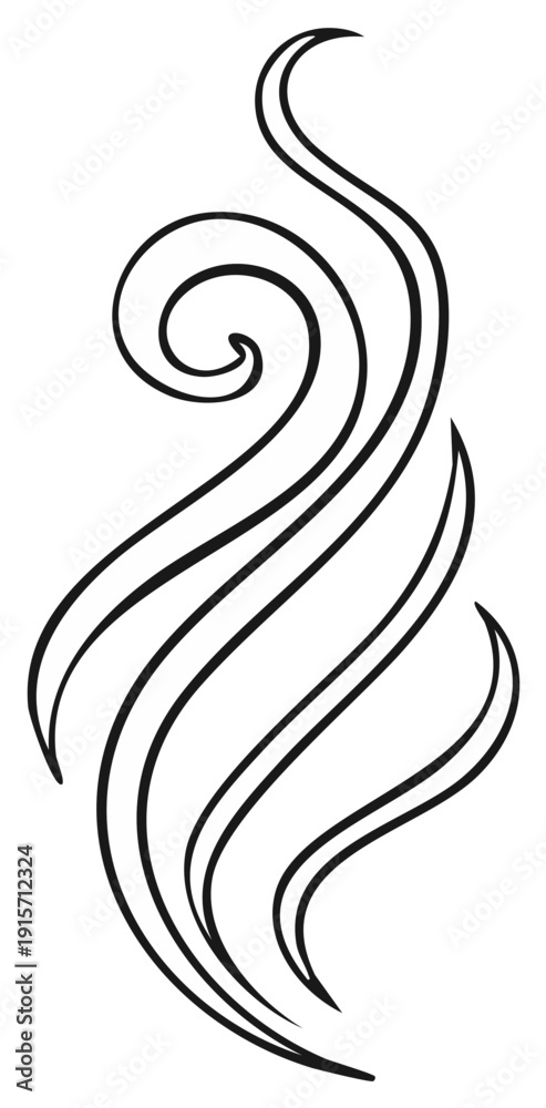 Fototapeta premium Elegant abstract swirling line art illustration of a decorative organic flourish or wisp of smoke
