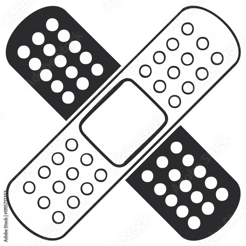 Crossed adhesive bandages illustration, medical healthcare emergency concept