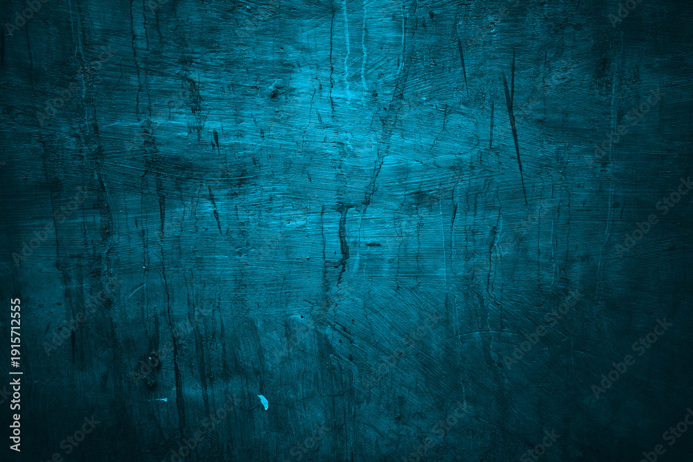 Fototapeta premium Blue wall Scary texture for background. Dark blue cracked cement