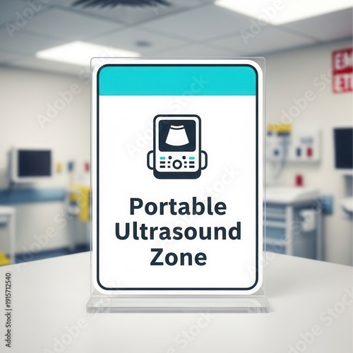 Hospital Zone Sign Illustrating Portable Ultrasound Technology For Medical Diagnostic Imaging