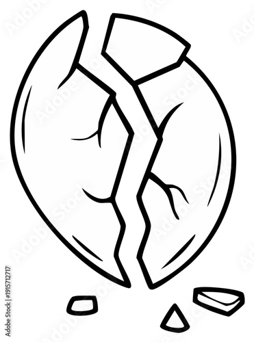 Broken eggshell illustration, cracked and shattered cartoon element