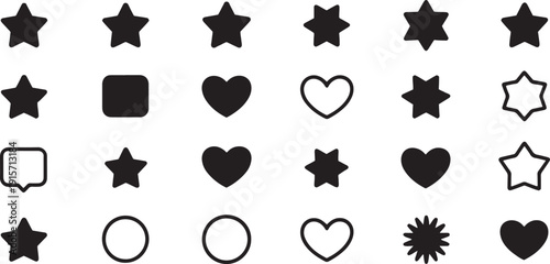 Star Rating and Feedback Shape Collection Silhouette Vector for Product Reviews Customer Satisfaction and Gamification Design