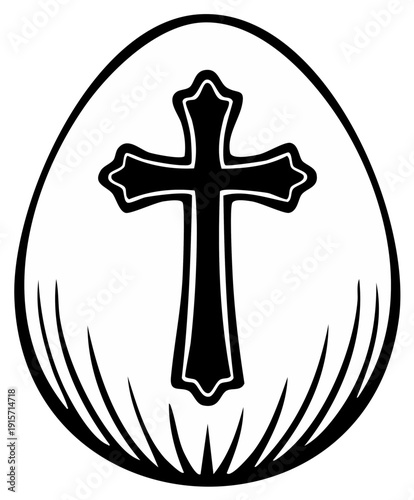 Easter Egg with Christian Cross Symbol Graphic Illustration