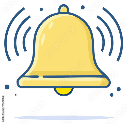 Alert notification icon with ringing bell and sound waves