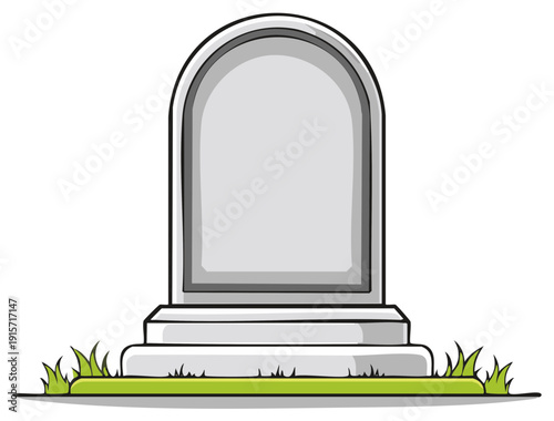 Blank Tombstone Illustration with Grass Patch for Memorial and Remembrance