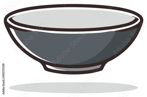 Isolated Gray Bowl for Soup or Food, Vector Illustration in Minimalist Design