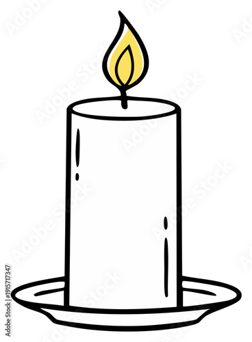 Simple Cartoon Candle Flame on a Holder Design Element for Decor, Crafts, Greetings or Celebration Invitations
