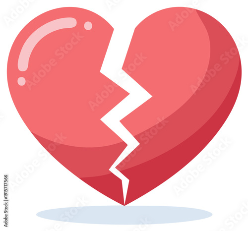 Broken heart illustration, depicting love and loss in a simple vector design.