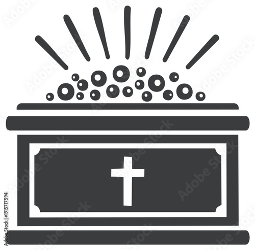 Christian Symbolism in Monochrome: Baptismal Font with Light and Bubbles