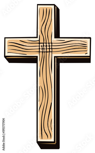Simple Symbolic Wooden Christian Cross Religious Belief Sign of Faith Hope