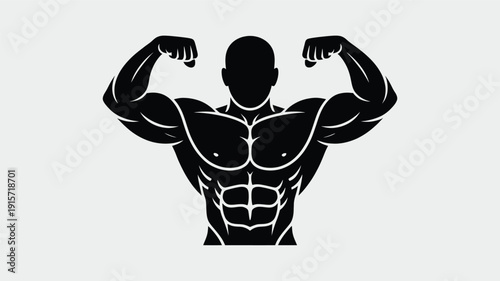 Muscular man flexing his muscles in a powerful stance