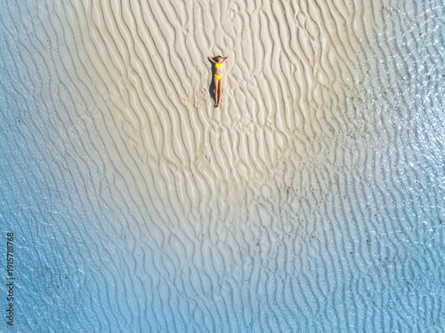 Aerial view of sporty woman...