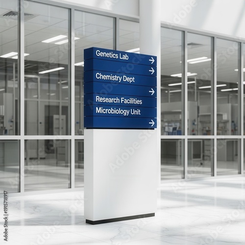 Modern Hospital Directional Signage Guiding Patients and Staff to Key Departments Within the