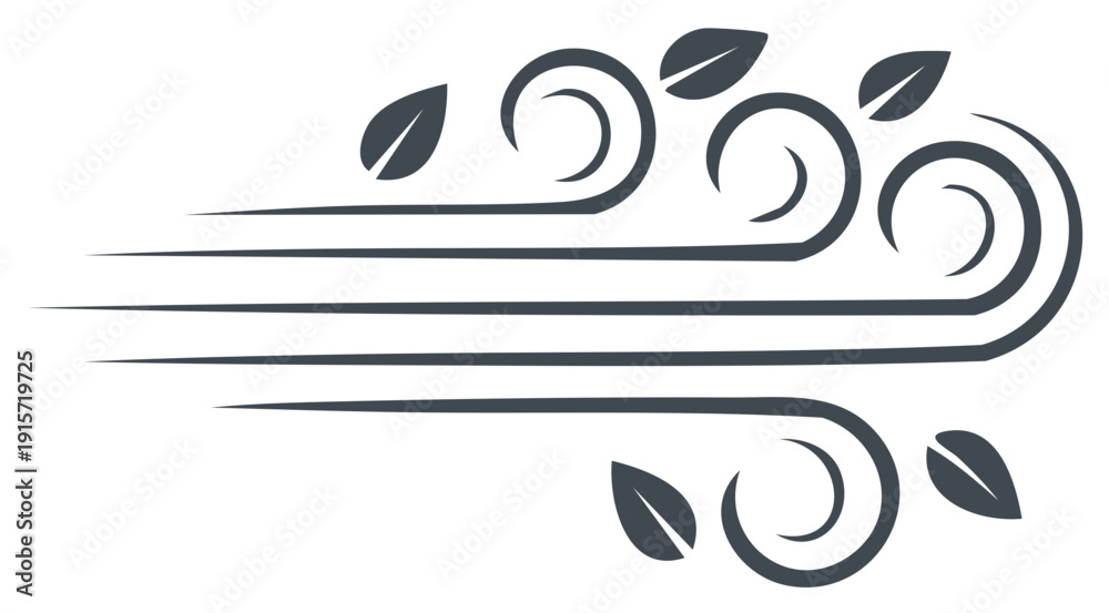Fototapeta premium Swirling Wind with Leaves Vector Graphic