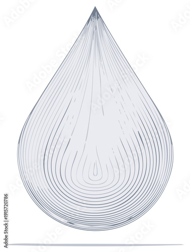 Water drop contour illustration with concentric curved line design minimalist style