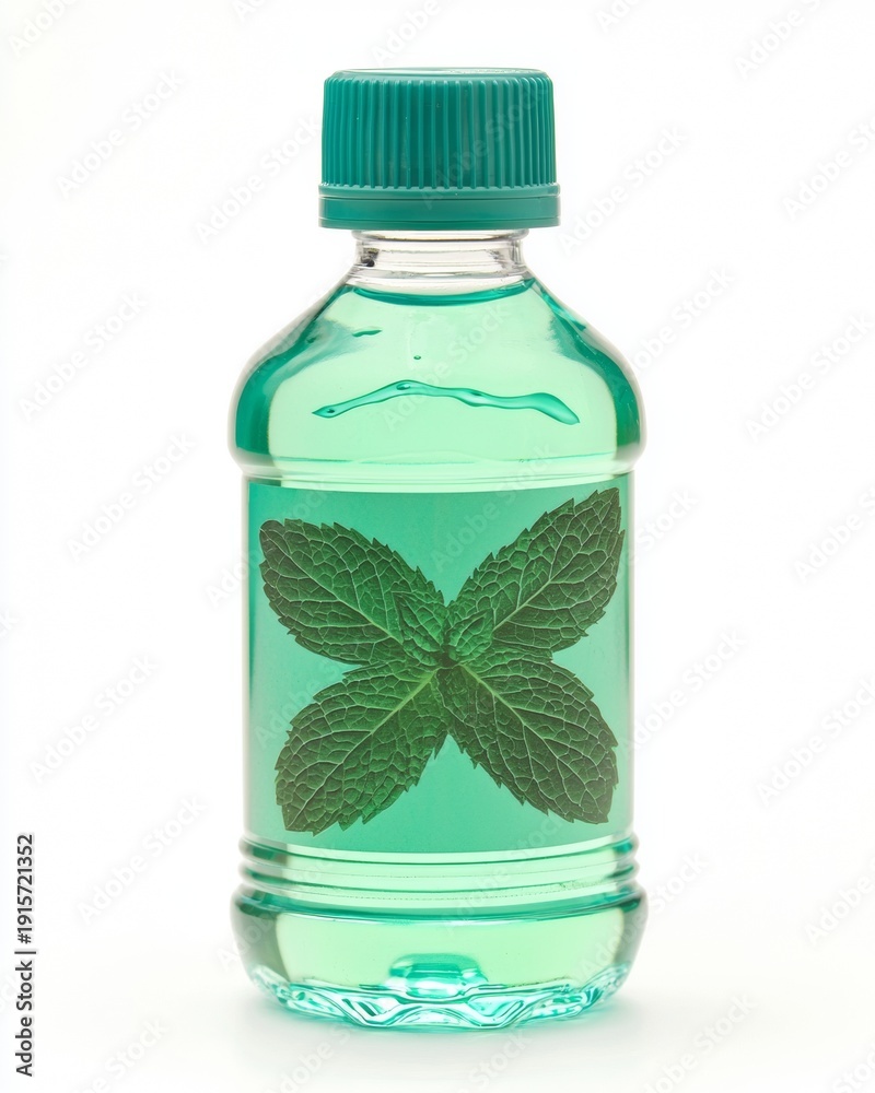 custom made wallpaper toronto digitalMint flavored drink in a bottle with green label and mint leaf design on a white background