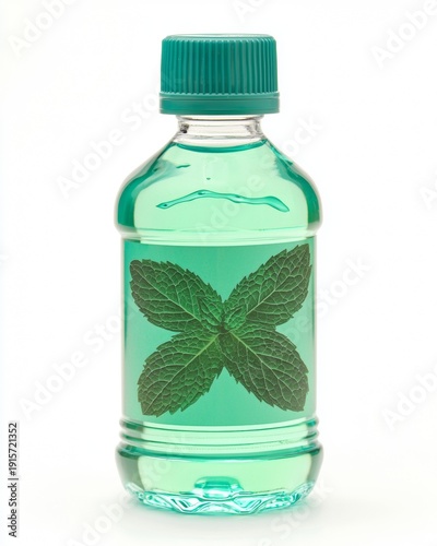 Wallpaper Mural Mint flavored drink in a bottle with green label and mint leaf design on a white background Torontodigital.ca