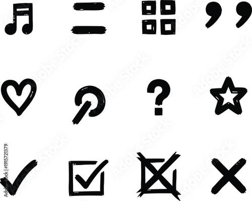 Collection of diverse symbols and icons representing various concepts and actions Vector