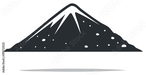 Mountain Silhouette Vector Icon, Peak With Snow Graphic, Abstract Natural Terrain Symbol, Isolated on White
