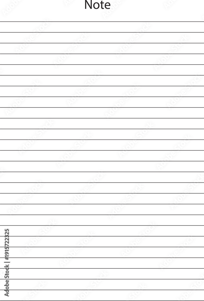 Fototapeta premium A page of lined paper with the word note at the top